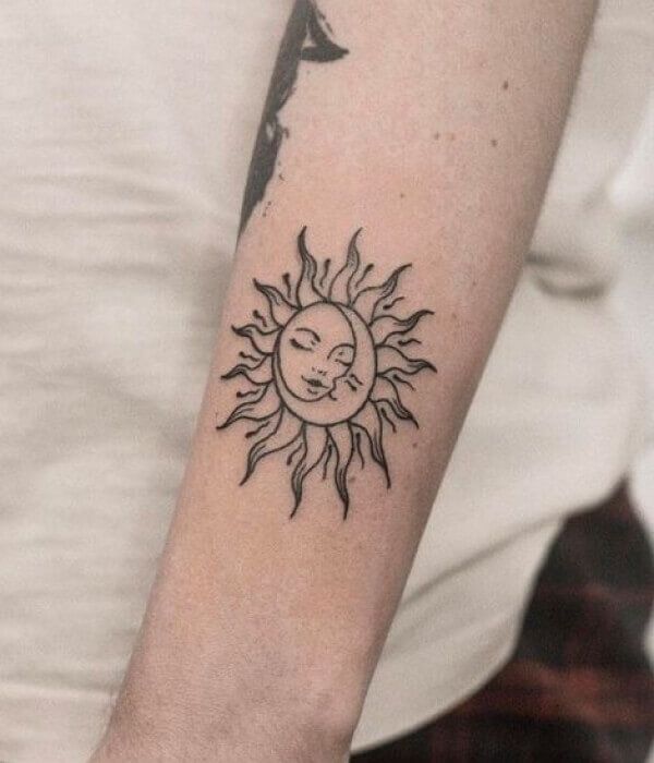 Sun And Moon Tattoo for women