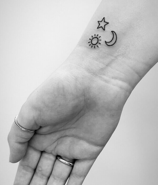 Sun Moon and Stars Tattoo for women