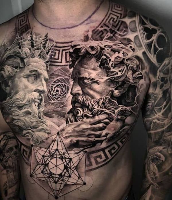 Zeus Tattoo on Chest for men