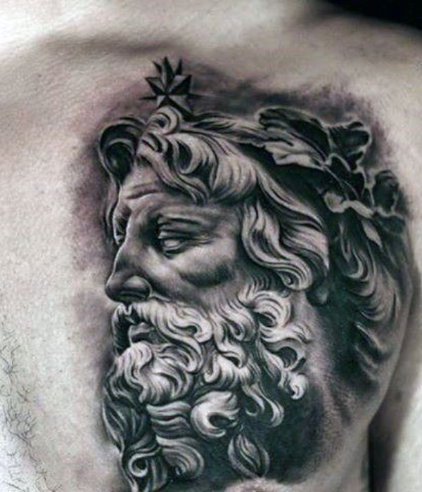 Zeus Tattoo on Chest 