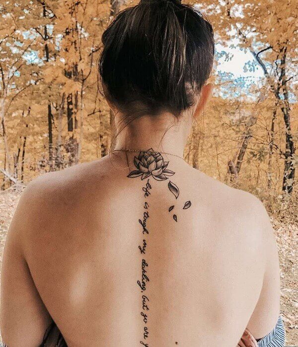 Spine Quote Tattoo For Women