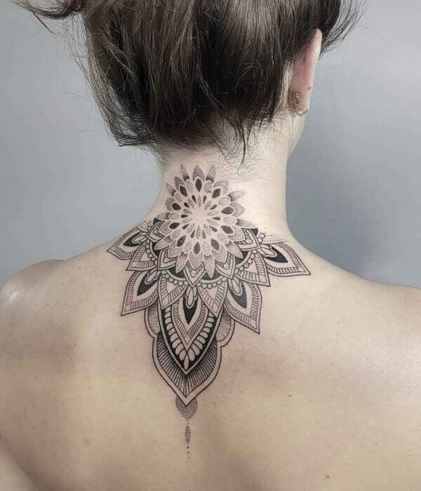 Back of the Neck Dotwork Tattoo