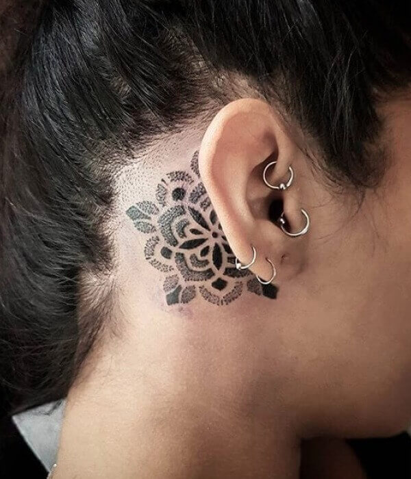 Behind the Ear Dotwork Tattoo