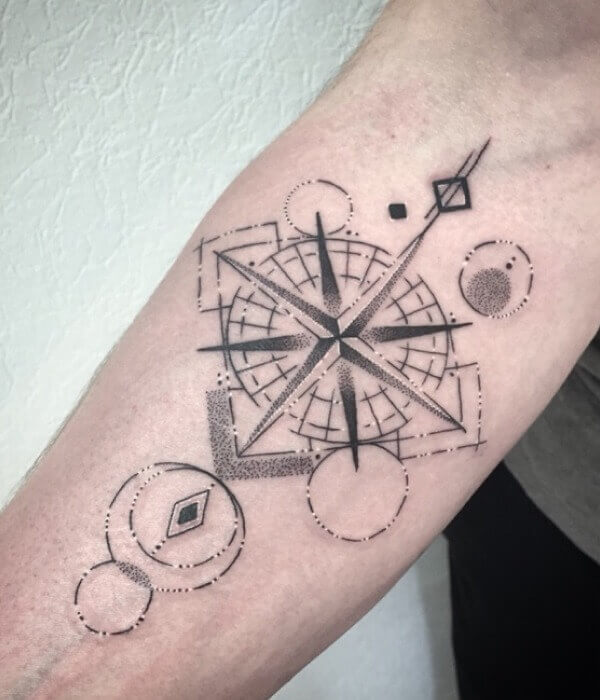 Dotwork Compass Tattoo