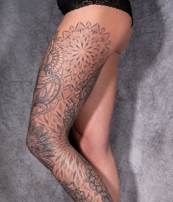 Dotwork Tattoo on Thigh