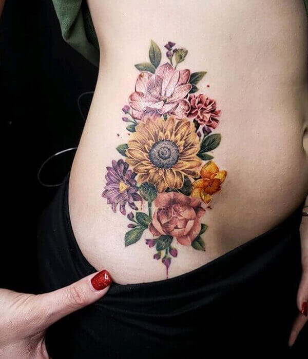 Floral Arrangement Tattoo Design