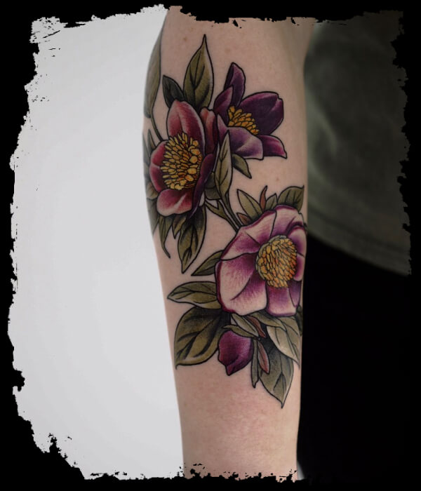 Hellebore Flower Tattoo Design