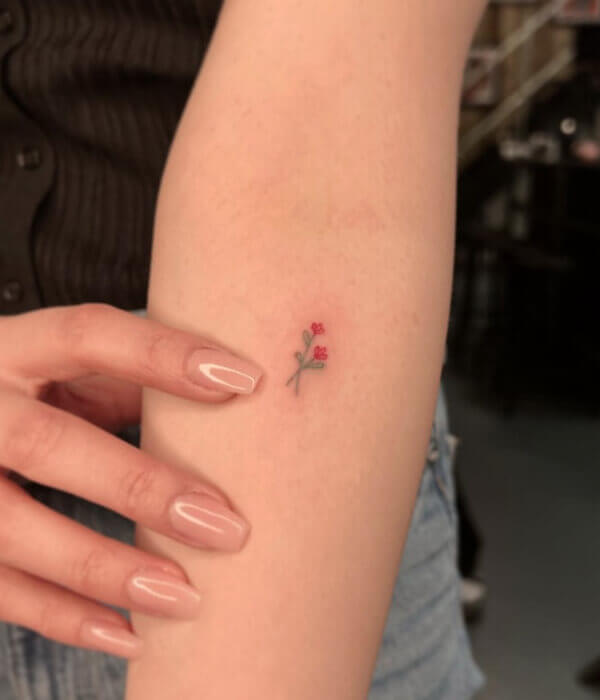 Micro Blossoming Flowers Tattoo