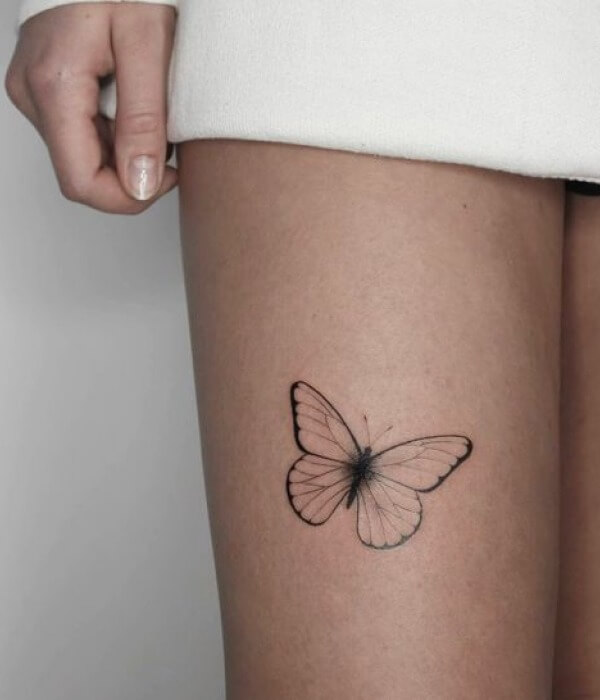 New Beginnings Butterfly Thigh Tattoo