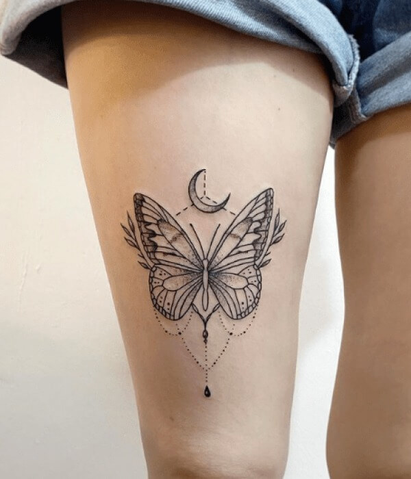 Placement Versatility Butterfly Thigh Tattoo
