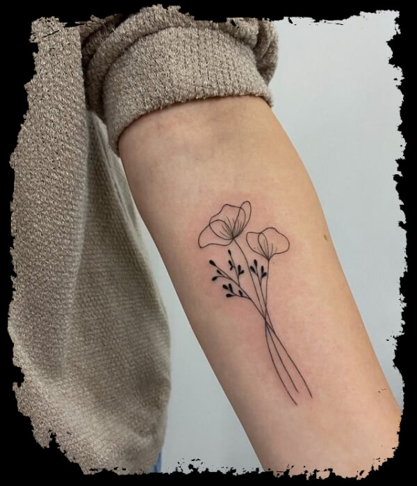 Poppy April Birth Flower Tattoo