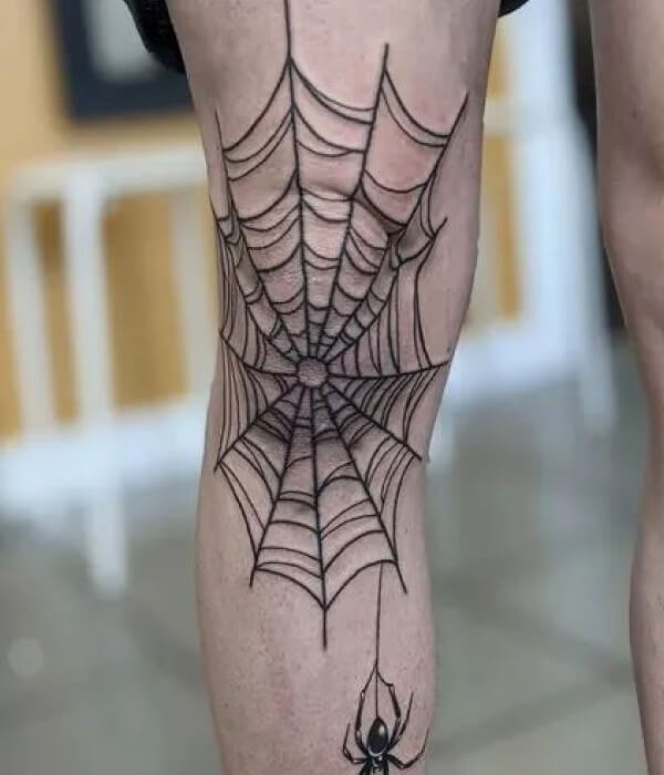 Spiderweb Knee Tattoo
