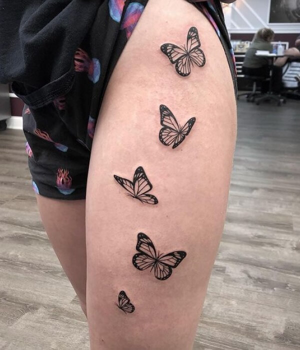 Style Exploration Butterfly Thigh Tattoo