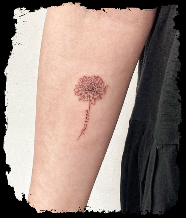 Chrysanthemum Flower Tattoo on hand