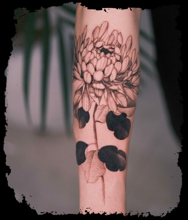 chrysanthemum tattoo on hand