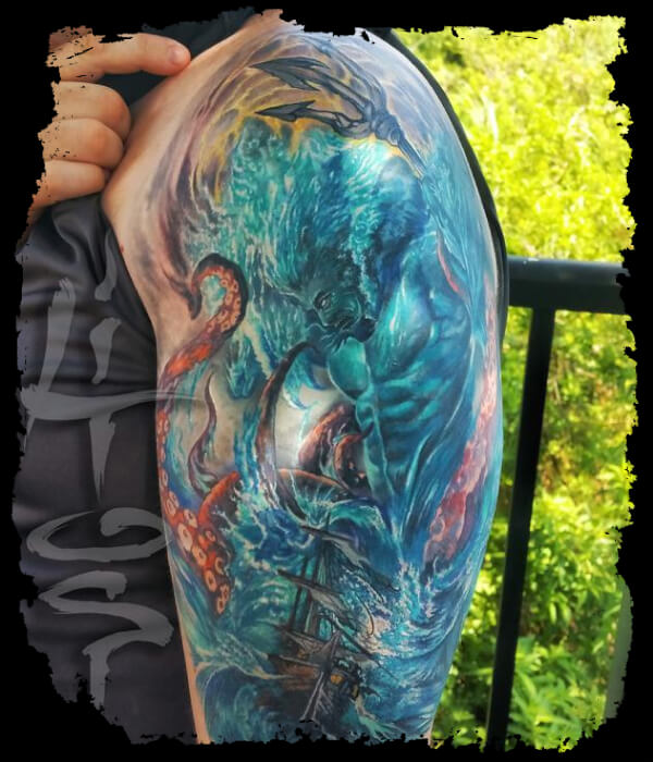 Mermaid-and-Poseidon-Tattoo