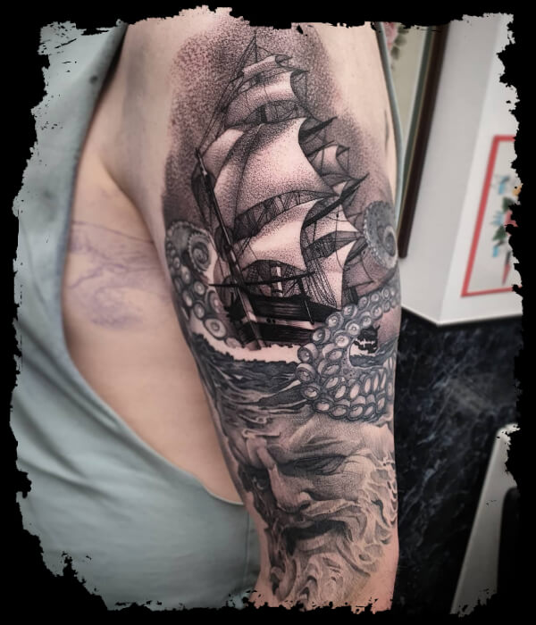 Ship-and-Poseidon-Tattoo