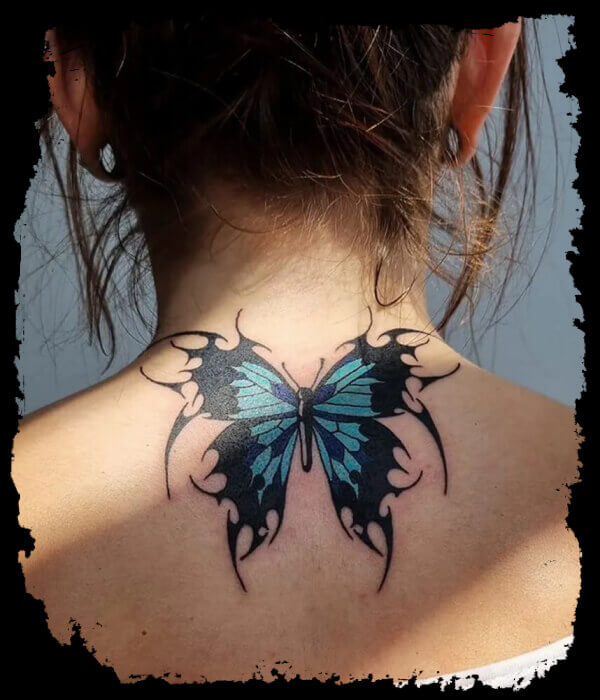 Butterfly-Neck-Tattoo-For-Women