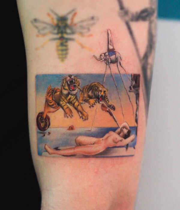 The Dream Caused by the Flight of a Bee Tattoo - Trending Tattoo The-Dream-Caused-by-the-Flight-of-a-Bee-Tattoo
