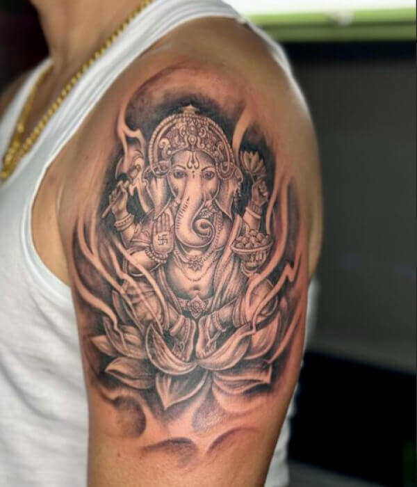 Ganesh with Lotus Flower - Trending Tattoo Ganesh-with-Lotus-Flower