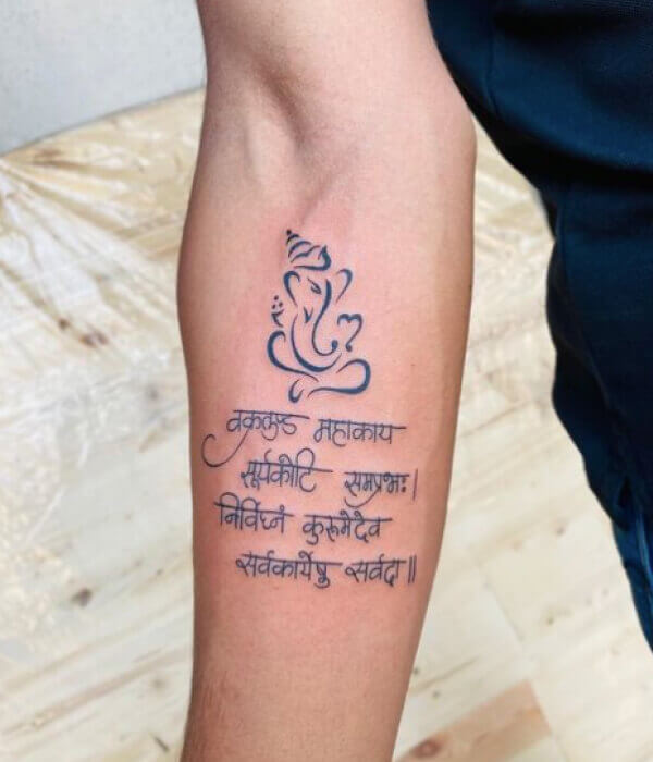 Ganesh with Sanskrit Script Tattoo - Trending Tattoo Ganesh-with-Sanskrit-Script-Tattoo