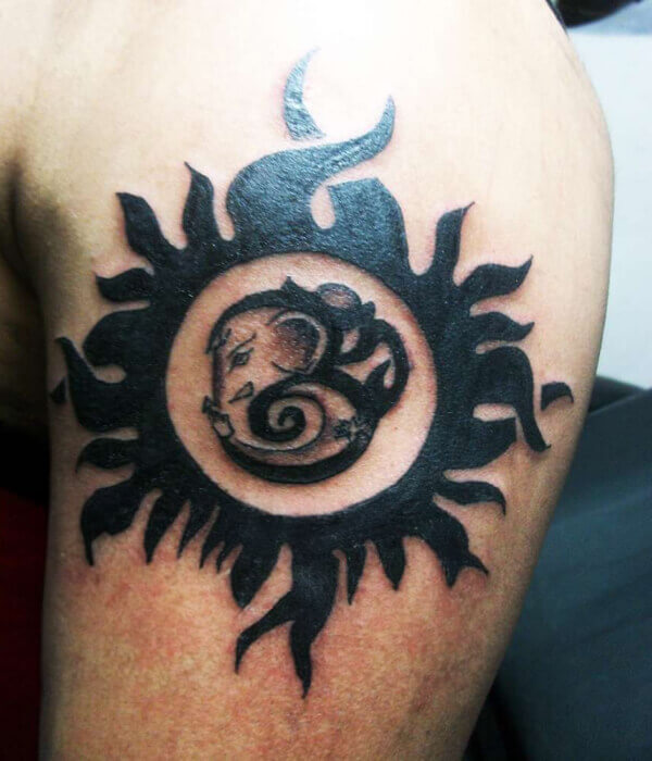 Ganesh with Sun Tattoo - Trending Tattoo Ganesh-with-Sun-Tattoo