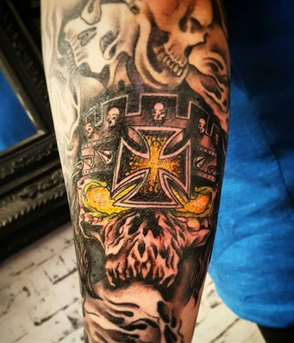 Triple Hs Iron Cross Tattoo - Trending Tattoo Triple-Hs-Iron-Cross-Tattoo