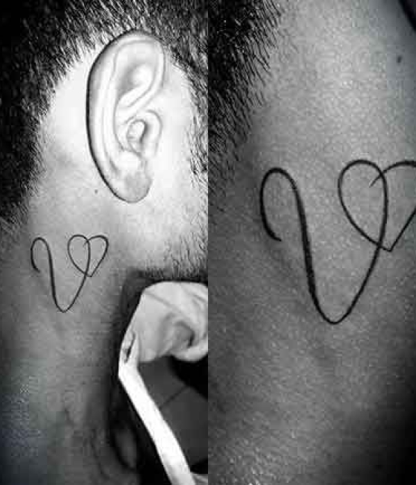 Letter V Tattoo with Heart - Trending Tattoo Letter-V-Tattoo-with-Heart