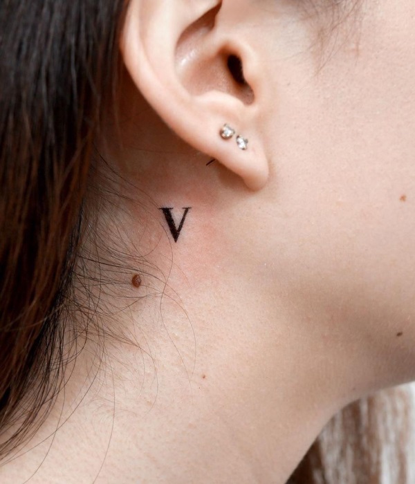 Small Letter V Tattoo Behind Ear - Trending Tattoo Small-Letter-V-Tattoo-Behind-Ear
