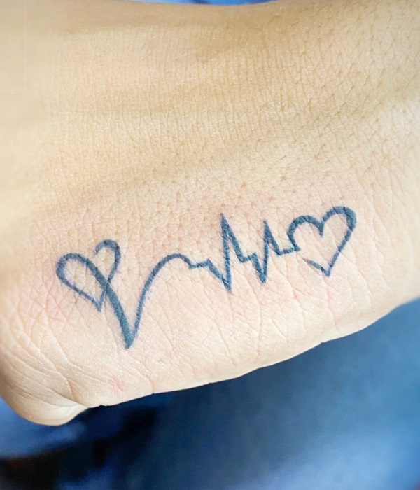 V Letter with a Heartbeat - Trending Tattoo V-Letter-with-a-Heartbeat