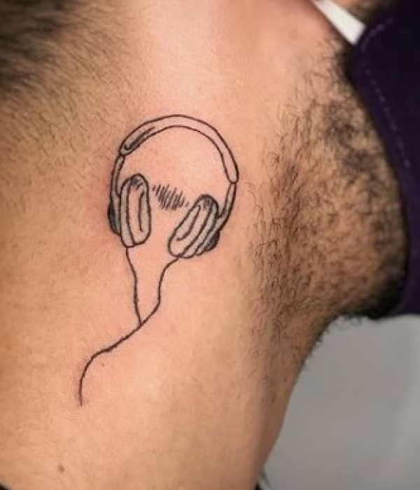 V with Headphones - Trending Tattoo "V"-with-Headphones