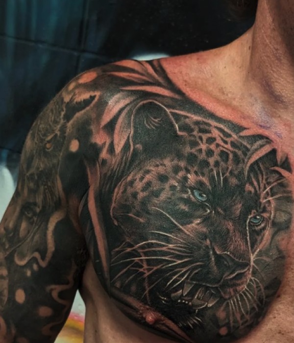 Black Jaguar Tattoo on Chest - Trending Tattoo Black-Jaguar-Tattoo-on-Chest