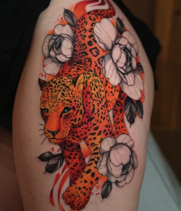 Watercolor Jaguar Tattoo - Trending Tattoo Watercolor-Jaguar-Tattoo