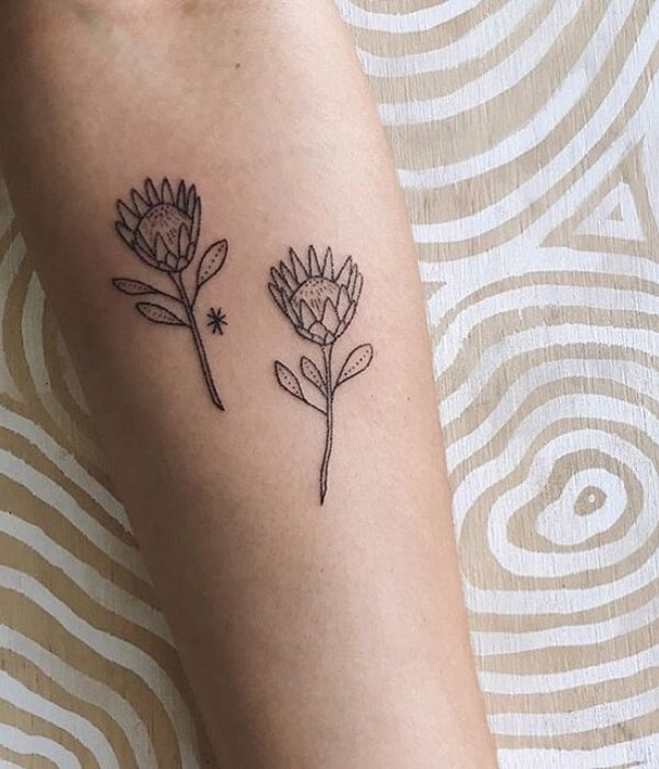 Minimalist Protea Tattoo - Trending Tattoo Minimalist-Protea-Tattoo