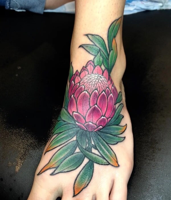 Protea Foot Tattoo - Trending Tattoo Protea-Foot-Tattoo