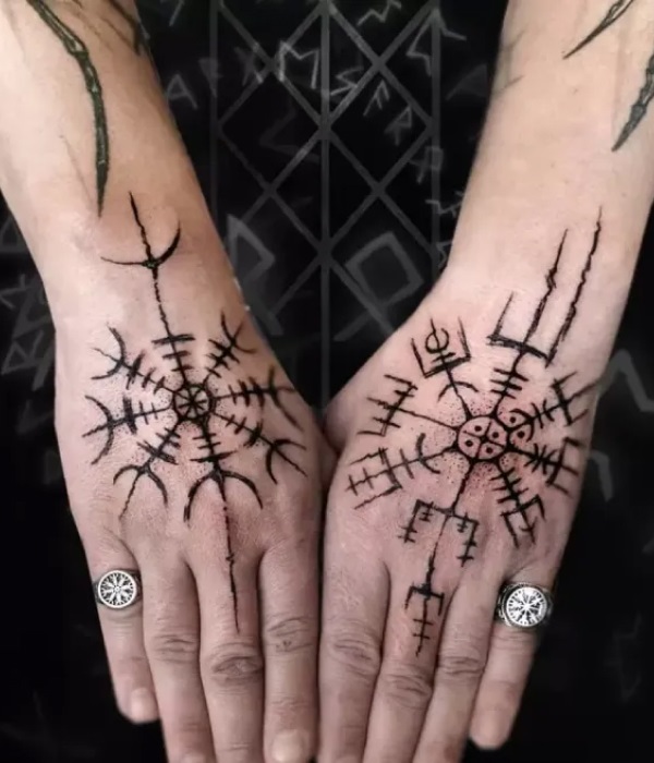 Tattoo of Vegvisir on the Dorsal Side - Trending Tattoo Tattoo-of-Vegvisir-on-the-Dorsal-Side