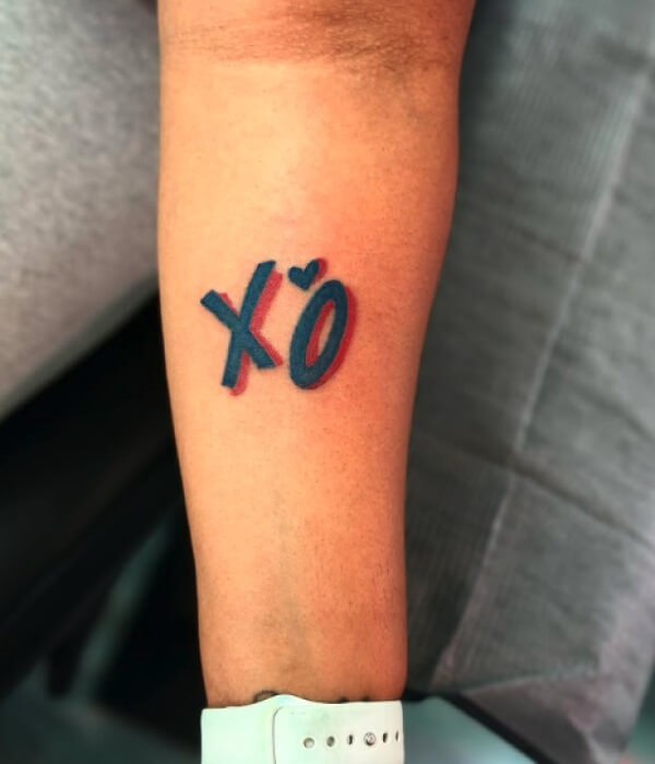 XO with a Red Heart Tattoo - Trending Tattoo XO-with-a-Red-Heart-Tattoo