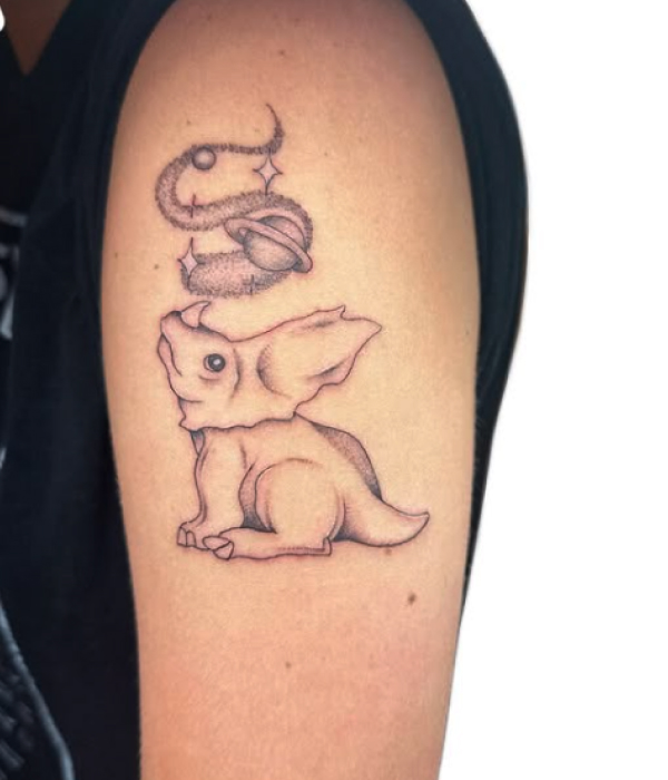 Minimalist Dino Outline - Trending Tattoo Minimalist-Dino-Outline