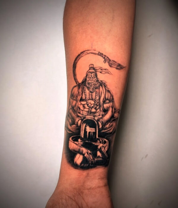 Tattoo of Hanuman with Shivling - Trending Tattoo Tattoo-of-Hanuman-with-Shivling