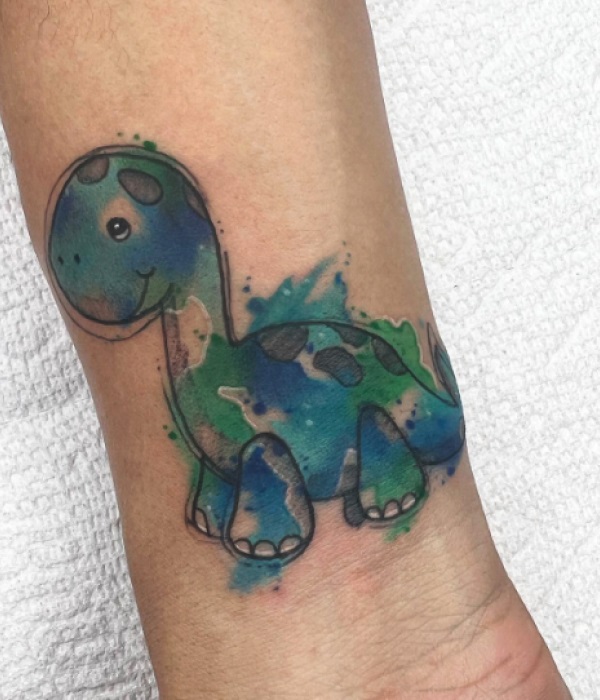 Watercolor Dino Tattoo - Trending Tattoo Watercolor-Dino-Tattoo