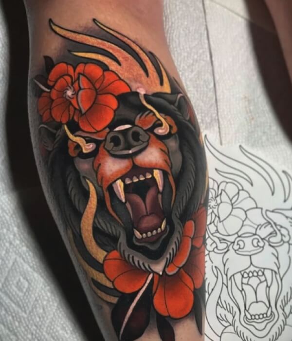 Fierce Bear Tattoo - Trending Tattoo Fierce Bear Tattoo