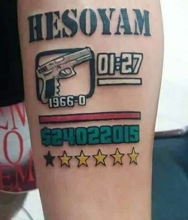GTAInspired Money and Weapons - Trending Tattoo GTA-Inspired Money and Weapons