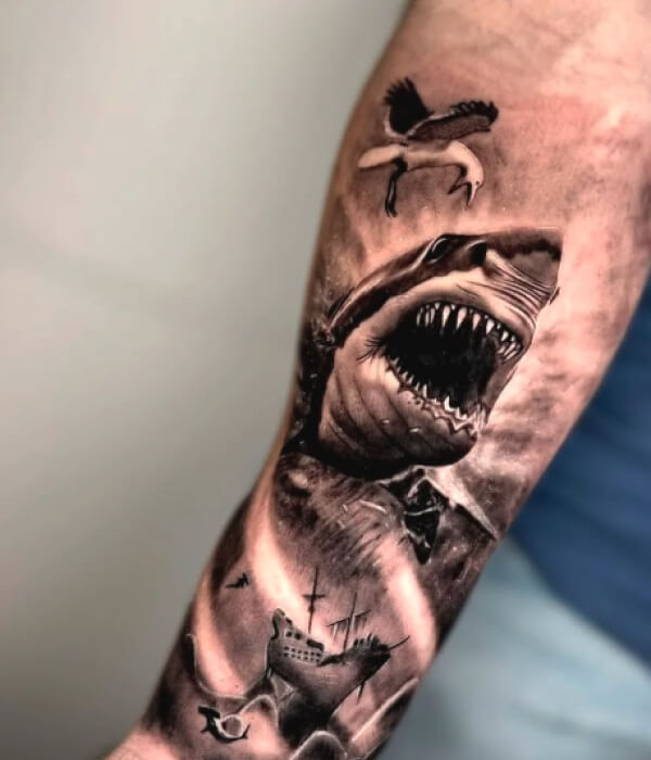 Powerful Shark Tattoo - Trending Tattoo Powerful Shark Tattoo