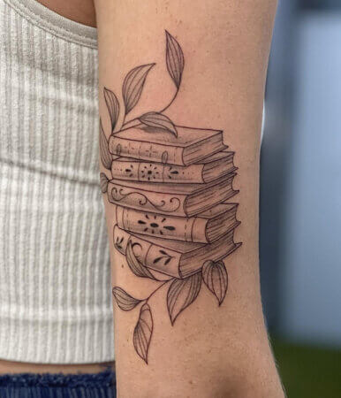 Stacked Bookshelf Tattoo
