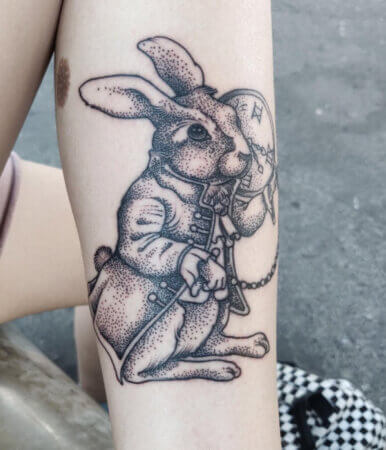 Alice and the White Rabbit Tattoo