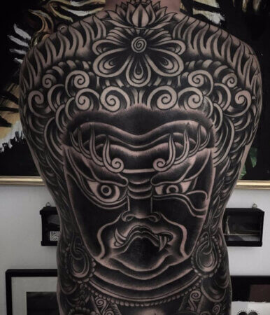 Black And Gray Fudo Myoo Tattoo - Trending Tattoo Black And Gray Fudo Myoo Tattoo