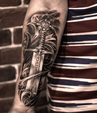 HalfSleeve with Sword and Rope Focus - Trending Tattoo Half Sleeve with Sword and Rope Focus