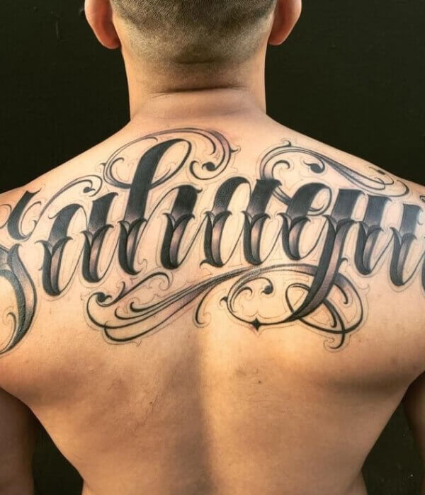 Name Tattoo on Back