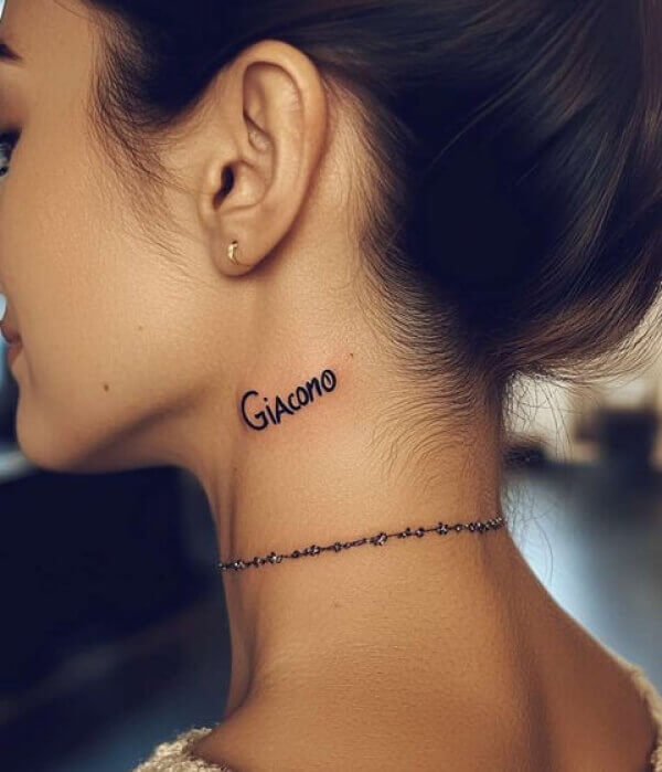 Name Tattoo on Neck