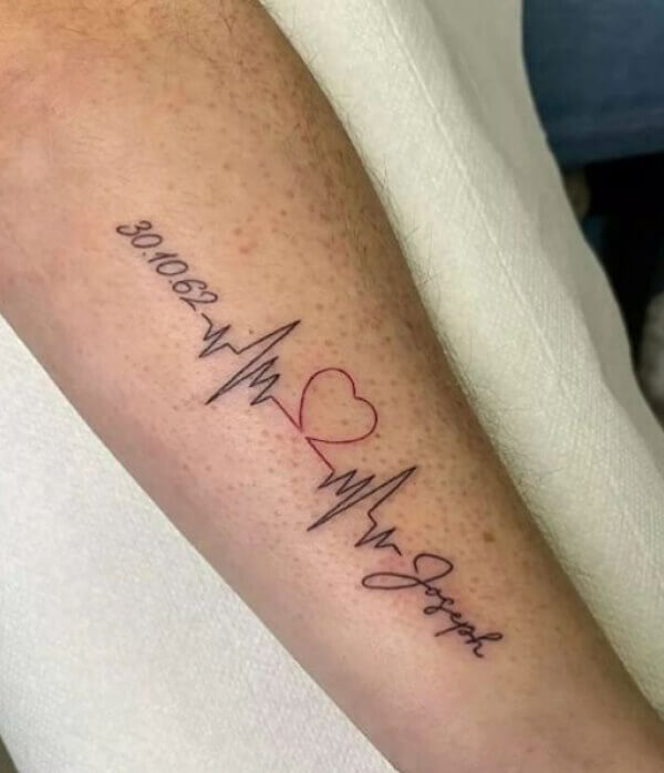 Heartbeat Name Tattoo
